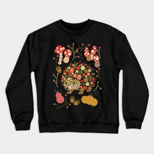 Cute Hedgehog Colorful Circles Dots Bubbles Woodland Design Crewneck Sweatshirt